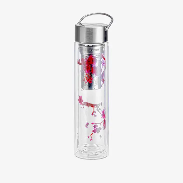 Brew In Double Walled Glass Travel Bottle-11.9 floz