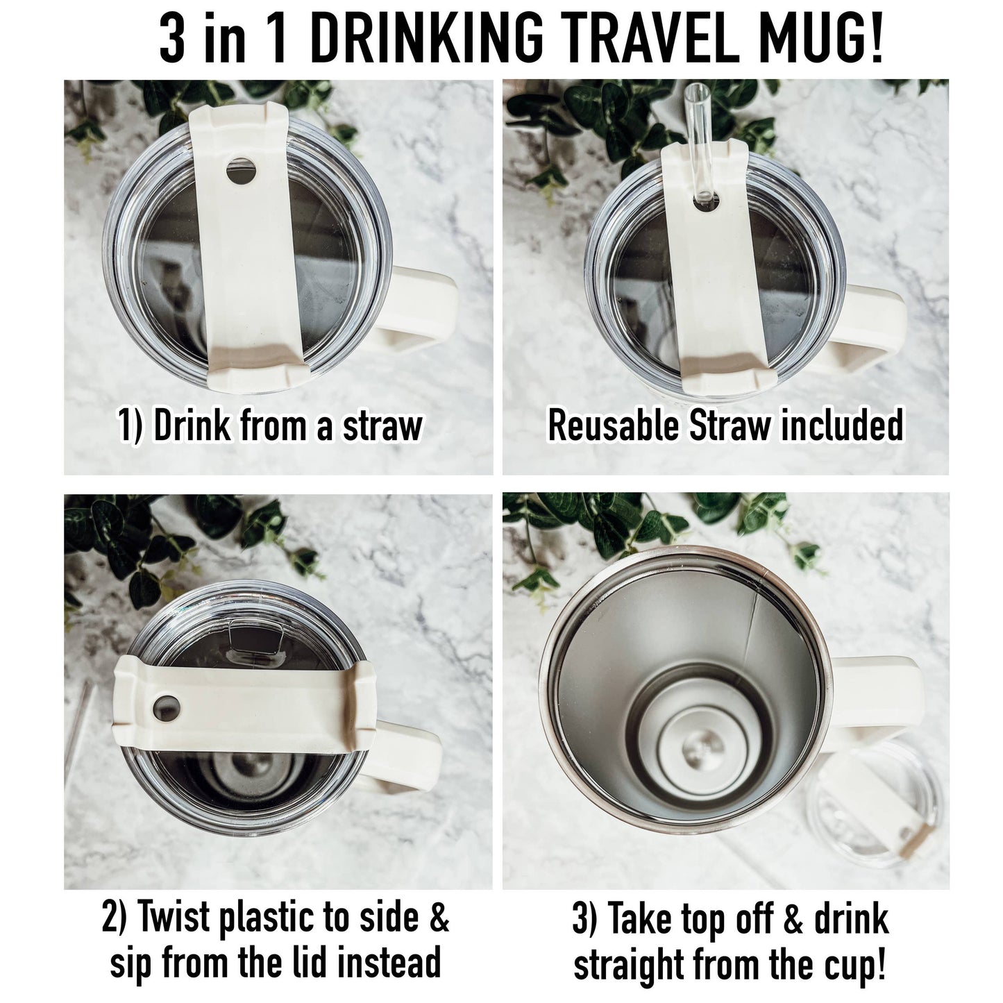 Mug- Insulated Travel Cup with Lid & Straw, 40oz