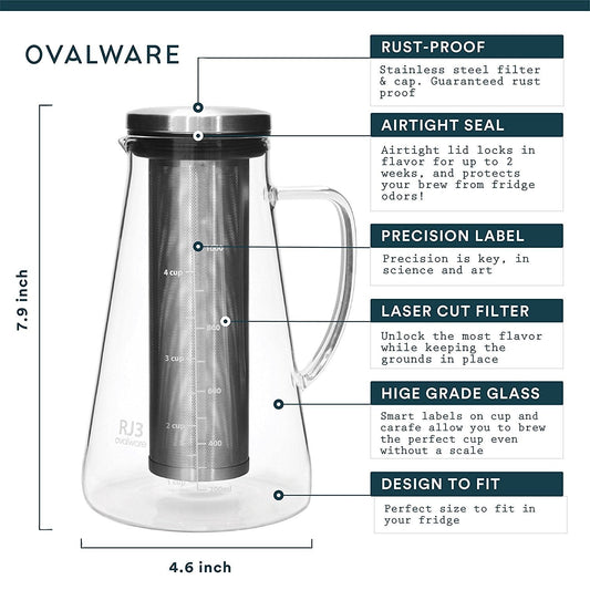 Brew In Tea Maker-Ovalware RJ3 Iced Tea Brewing Glass Carafe